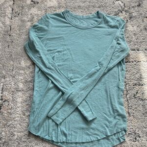 Aerie Real Soft Ribbed Long Sleeve Top XXS Teal